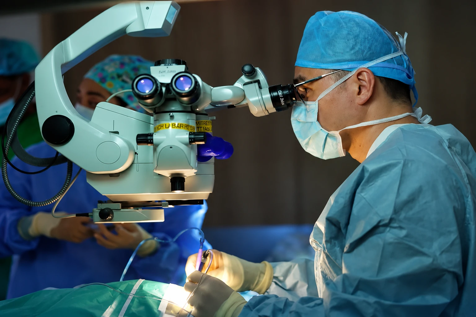 Dr Errol Chan performing retinal surgery